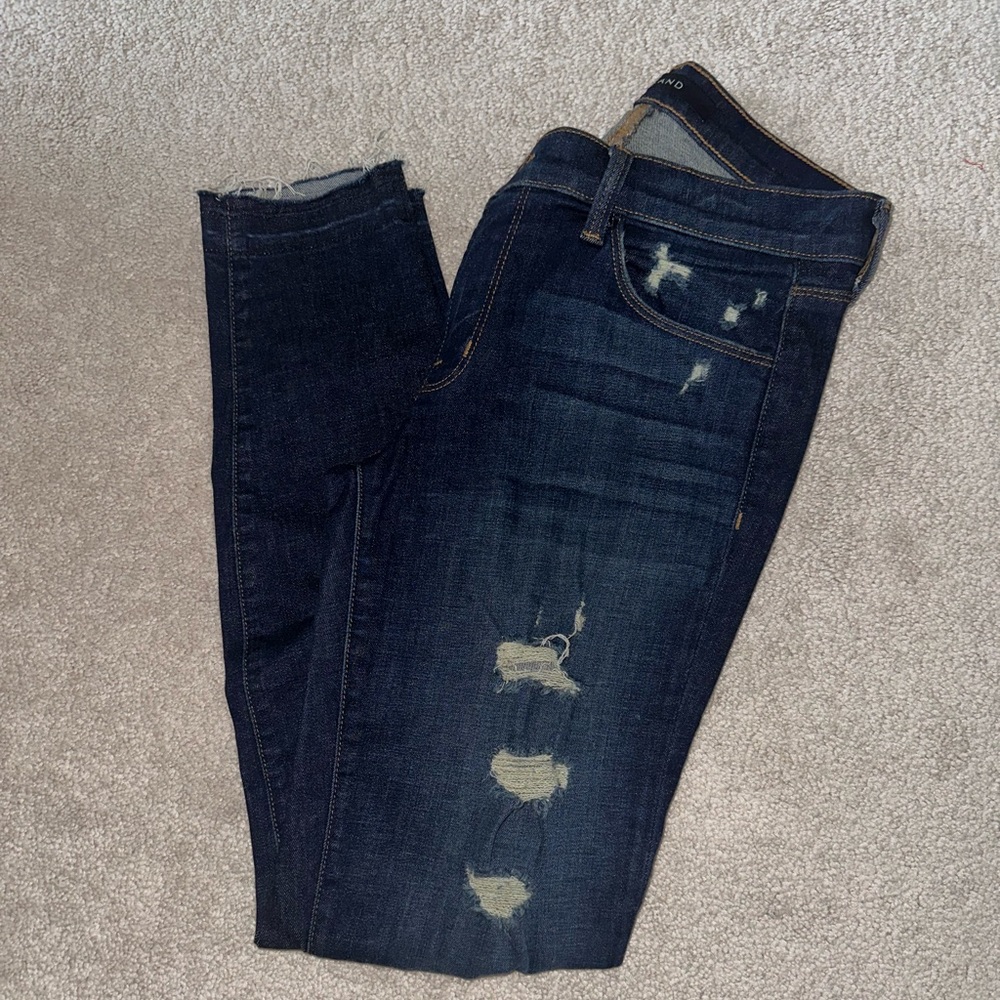 J Brand Stretchy Distressed Blue Cropped Skinny Jean